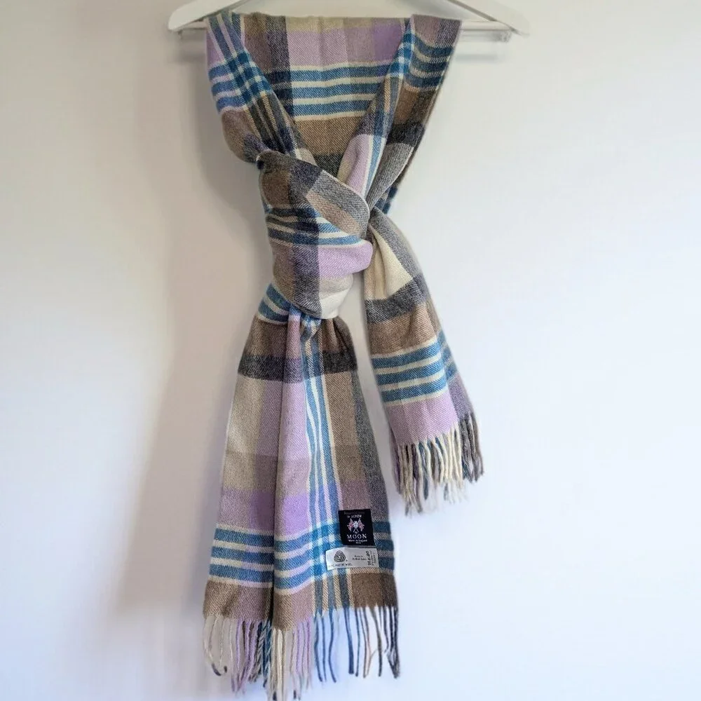 UNISEX J.Crew x MOON England Pure Merino Wool Plaid Scarf ✨ - Picture 1 of 8